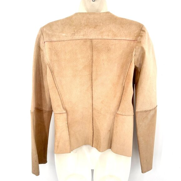 VINTAGE ILLIA SUPER SOFT SUEDE LEATHER TAN TIE FRONT JACKET - Small-Medium - Picture 6 of 11